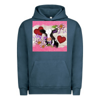 Pigment Midnight Navy lotus heart cow valentine Urban Hoodie - AdoDesignShop