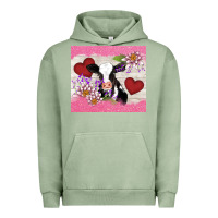 Pigment Oil Green lotus heart cow valentine Urban Hoodie - AdoDesignShop