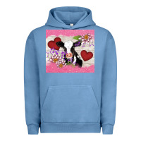 Pigment Pebble Blue lotus heart cow valentine Urban Hoodie - AdoDesignShop