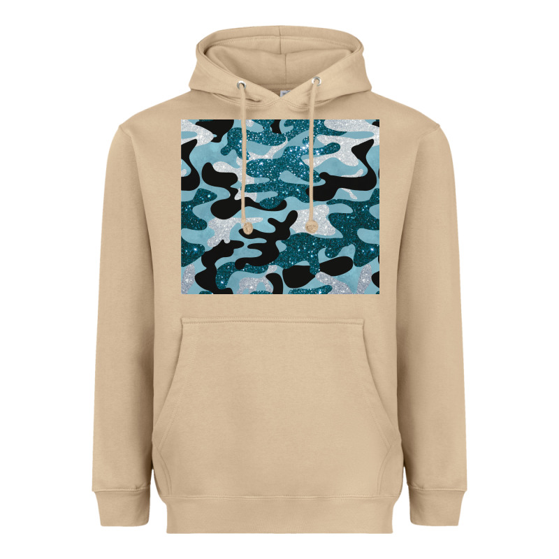 Blue Camouflage Glitter Heavyweight Hoodie by BarkalooDesign | Teevron