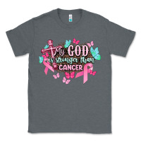 Charcoal Heather My god is stronger than Cancer Awareness Classic Tee - HowdyJamesFarm