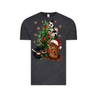 Vintage Black heifer cow gnomies christmas tree Vintage Tee - CowGirlArtShop