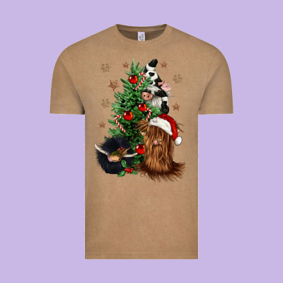 Heifer Cow Gnomies Christmas Tree Vintage Tee Designed By Cowgirlartshop