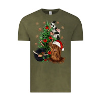 Vintage Olive heifer cow gnomies christmas tree Vintage Tee - CowGirlArtShop