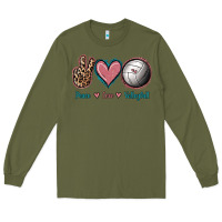 Army Green Peace Love Volleyball Long Sleeve Tee - Jasminsmagicworld