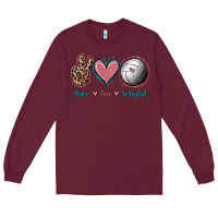 Burgundy Peace Love Volleyball Long Sleeve Tee - Jasminsmagicworld