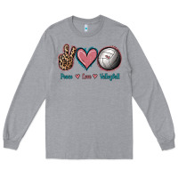 Heather Grey Peace Love Volleyball Long Sleeve Tee - Jasminsmagicworld