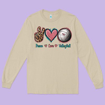 Peace Love Volleyball Long Sleeve Tee Designed By Jasminsmagicworld