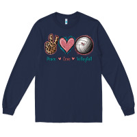 Navy Peace Love Volleyball Long Sleeve Tee - Jasminsmagicworld