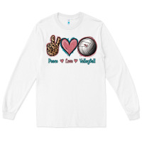 White Peace Love Volleyball Long Sleeve Tee - Jasminsmagicworld