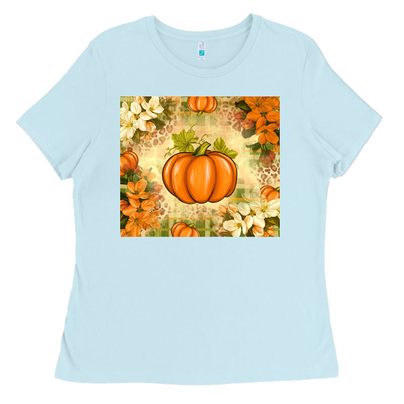 Fall Pumpkins With Flowers Ladies Tee by texasbilliewilder | Teevron