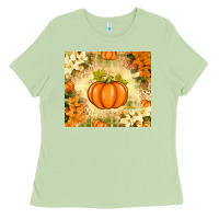 Matcha Fall Pumpkins with Flowers Ladies Tee - texasbilliewilder