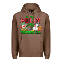 Chestnut In My Holly Jolly Teacher Era Premium Hoodie - CowhideDigitalArt