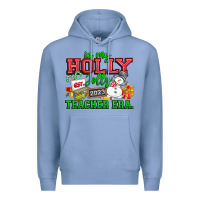 Colony Blue In My Holly Jolly Teacher Era Premium Hoodie - CowhideDigitalArt