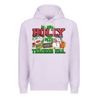 Lilac In My Holly Jolly Teacher Era Premium Hoodie - CowhideDigitalArt