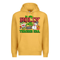 Mustard In My Holly Jolly Teacher Era Premium Hoodie - CowhideDigitalArt
