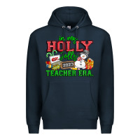 Navy In My Holly Jolly Teacher Era Premium Hoodie - CowhideDigitalArt