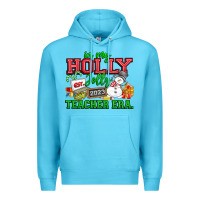 Ocean Blue In My Holly Jolly Teacher Era Premium Hoodie - CowhideDigitalArt