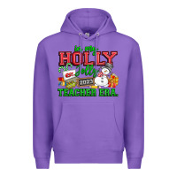 Purple In My Holly Jolly Teacher Era Premium Hoodie - CowhideDigitalArt
