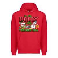 Red In My Holly Jolly Teacher Era Premium Hoodie - CowhideDigitalArt