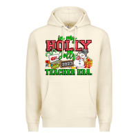Sandshell In My Holly Jolly Teacher Era Premium Hoodie - CowhideDigitalArt
