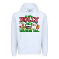 White In My Holly Jolly Teacher Era Premium Hoodie - CowhideDigitalArt