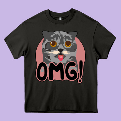 Omg Cat Heavy Core Tee Designed By Bettercallsaul