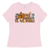 Bubblegum Pink Gobble Til You Wobble with Turkey Ladies Tee - texasbilliewilder