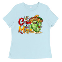 Baby Blue Cinco de mayo with cactus Ladies Tee - NancyCooperArtShop