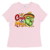 Bubblegum Pink Cinco de mayo with cactus Ladies Tee - NancyCooperArtShop