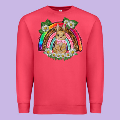 Easter Rabbit Rainbow Premium Sweatshirt Designed By Barkaloodesign