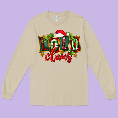 Christmas Lolo Claus Long Sleeve Tee Designed By Fadigitalartstudio