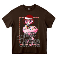 Chocolate Brown Merry Flock Christmas Flamingo Christmas Heavy Core Tee - Bettercallsaul