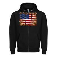 Black american flag and leopard Zipper Hoodie - Artiststas