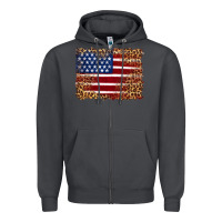 Smoke american flag and leopard Zipper Hoodie - Artiststas
