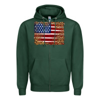 Sports Green american flag and leopard Zipper Hoodie - Artiststas
