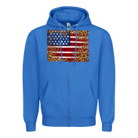 True Royal american flag and leopard Zipper Hoodie - Artiststas