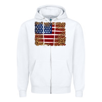 White american flag and leopard Zipper Hoodie - Artiststas