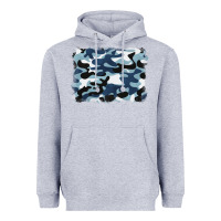 Heather Grey blue camouflage background Heavyweight Hoodie - BarkalooDesign