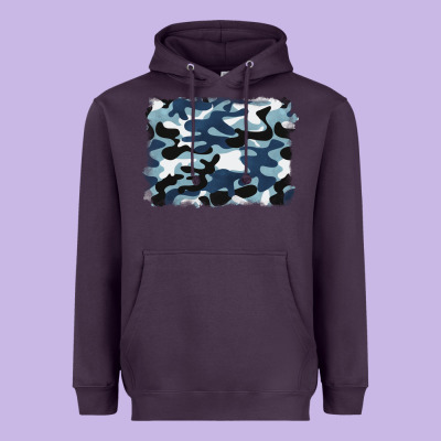 Blue Camouflage Background Heavyweight Hoodie Designed By Barkaloodesign