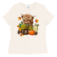 Bone Heifer with Pumpkins Ladies Tee - texasbilliewilder