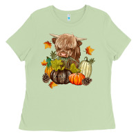Matcha Heifer with Pumpkins Ladies Tee - texasbilliewilder