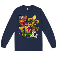 Navy louisiana map love Long Sleeve Tee - OliviaCreatesArt