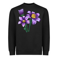 Black Pasque Flower Illustrations Heavyweight Sweatshirt - LillyAllenDesigns