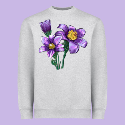 Pasque Flower Illustrations Heavyweight Sweatshirt Designed By Lillyallendesigns
