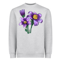 Heather Grey Pasque Flower Illustrations Heavyweight Sweatshirt - LillyAllenDesigns