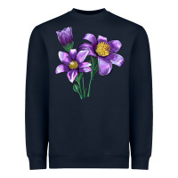 Navy Pasque Flower Illustrations Heavyweight Sweatshirt - LillyAllenDesigns