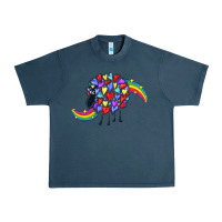 Midnight Navy Rainbow sheep Urban Heavy Tee - CowGirlArtShop
