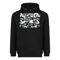 Black black and white camouflage Heavyweight Hoodie - BarkalooDesign