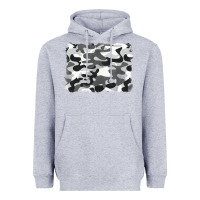 Heather Grey black and white camouflage Heavyweight Hoodie - BarkalooDesign